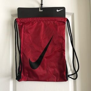 Nike Red and Black Drawstring Backpack